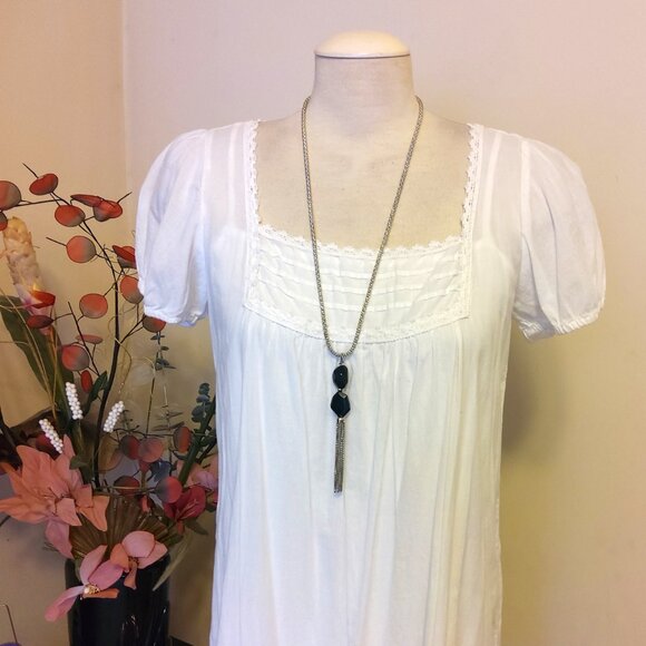 Vintage NEW sandwich jewellery Gray Beads Pendant VTG Silver Long Necklace - Picture 7 of 8